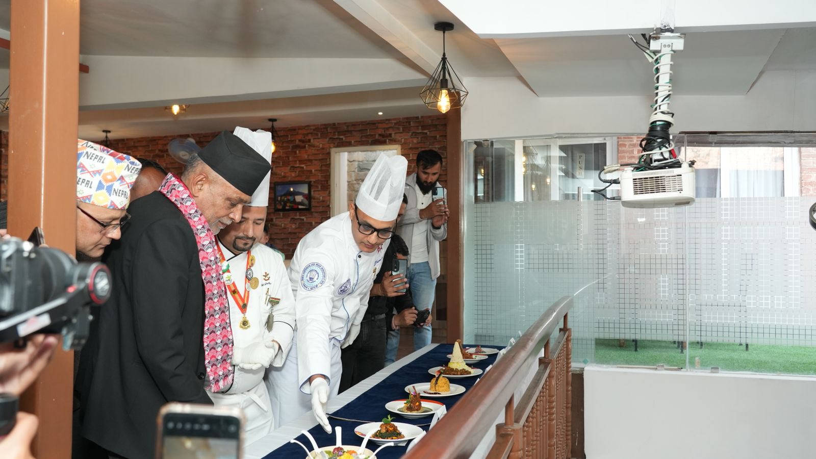 Executives Admiring Traditional Nepali Cuisine
